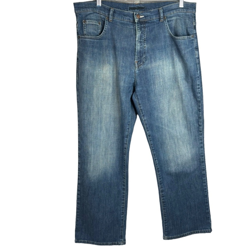 Men Pendleton Factory Thigh Fade Distress Jeans 38”X28” Relaxed Fit Straight Leg